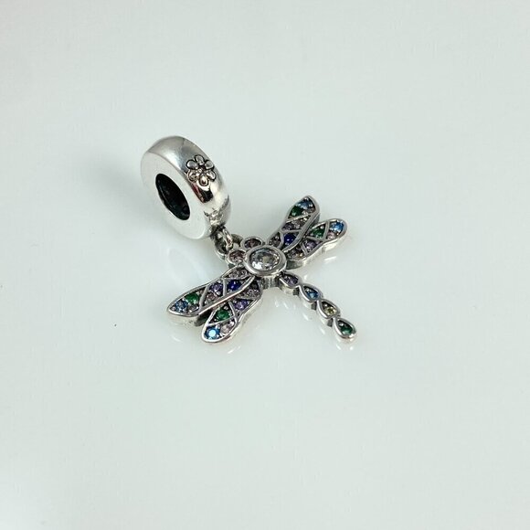 Sterling Silver Dragonfly Dangle Charm - Picture 5 of 11